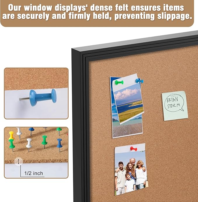 Mifuro 26"x20" Enclosed Bulletin Board, Outdoor Lockable Weather-Resistant Aluminum Cork Noticeboard for School & Office, Black Frame w/Cork