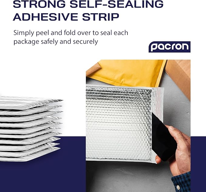 100-Pack Insulated Silver Thermal Bubble Mailers 6 x 7 - Waterproof Metallic Foil Self-Sealing Padded Envelopes for Cold Shipping, Perishables, Food, Cosmetics, Pharmaceuticals