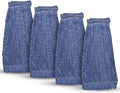 20oz Heavy Duty Cleaning Mop Head Replacement - 4 Pack - Commercial Replacement, Wet Industrial Blue Cotton Looped End String Head Refill