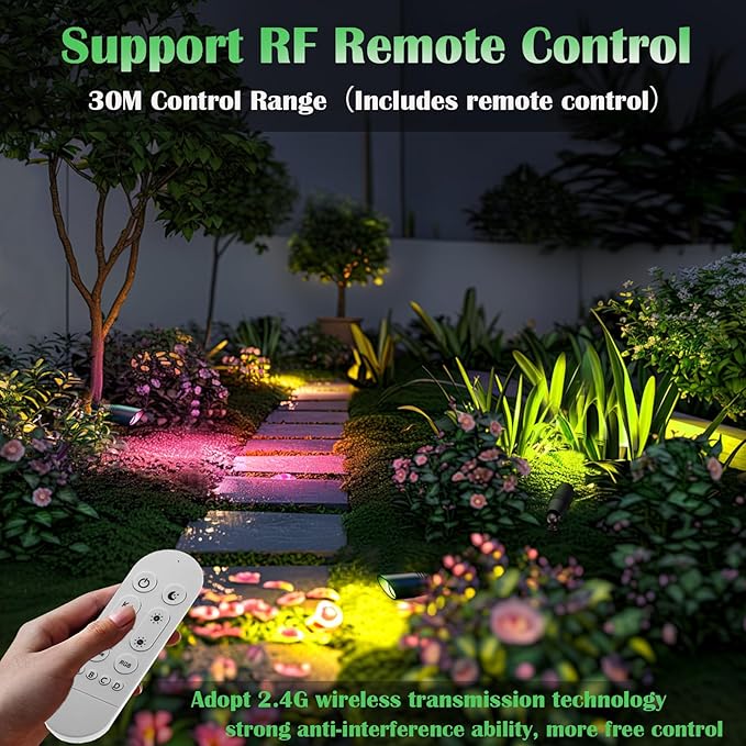RGB Low Voltage Landscape Lighting Kit, 12 Volt Color Changing Landscape Lights, IP65 Weatherproof Aluminum Outdoor Uplights, Smart Outdoor Spotlights for Tree Lawn