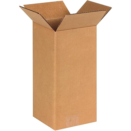 BOX USA 6x6x12 Tall Corrugated Boxes, Tall, 6L x 6W x 12H, Pack of 25 | Shipping, Packaging, Moving, Storage Box for Home or Business, Strong Wholesale Bulk Boxes