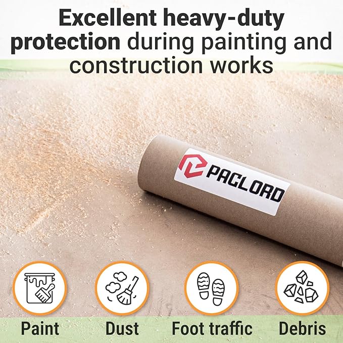 36" x 1992" (166’) Brown Rosin Paper Roll (Pack of 4) - Made in USA Thick Heavy-Duty 7 mil Masking Paper for Surface Protection from Paint, Dust, Foot Traffic - Paint Floor Covering