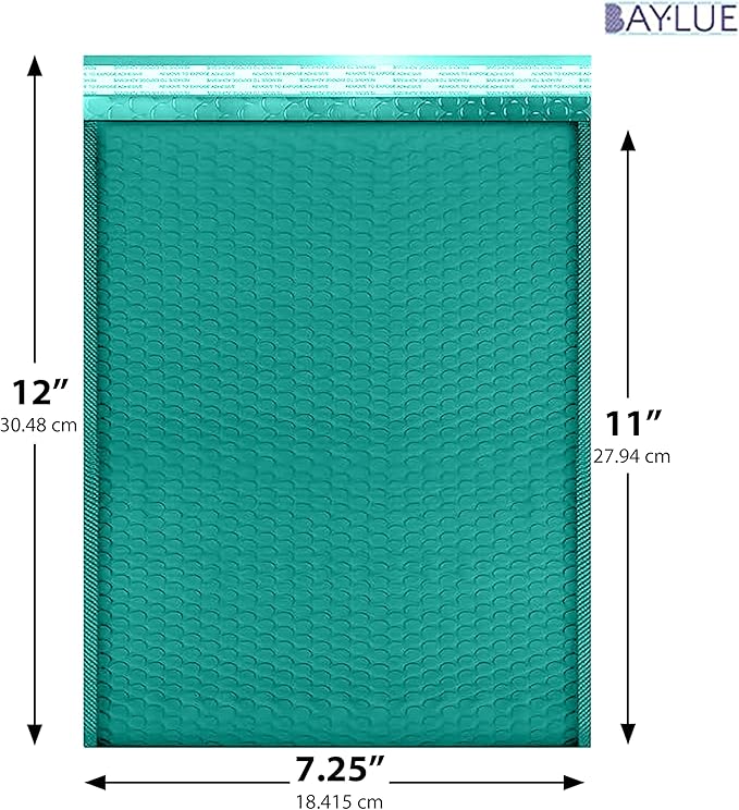 Green 7.25x12 Inch Poly Bubble Mailers #1 | Self Seal Padded Envelopes | Air Cushioned Bubble Mailer | Usable Size 7.25x11 Inch | 100 Pack Bulk | Waterproof | Lightweight Mailing Shipping Bags