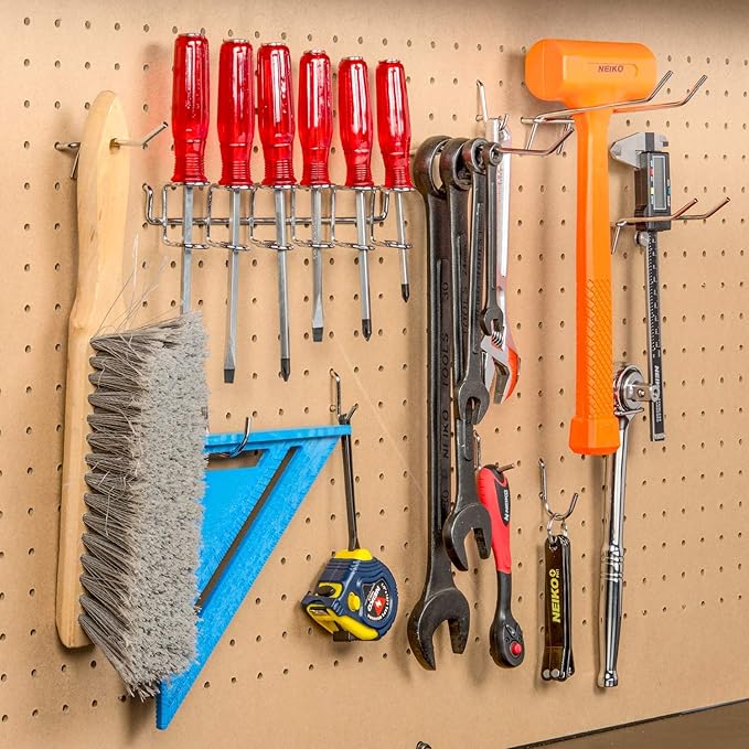 Hiltex 53106 Pegboard Hook Assortment Set, 50 Piece Heavy Duty, Pegboard Hooks for Tools, Garage & Workshops Hooks and Holders, Accessories for Craft Room, Wall Storage Shelving Peg Hooks