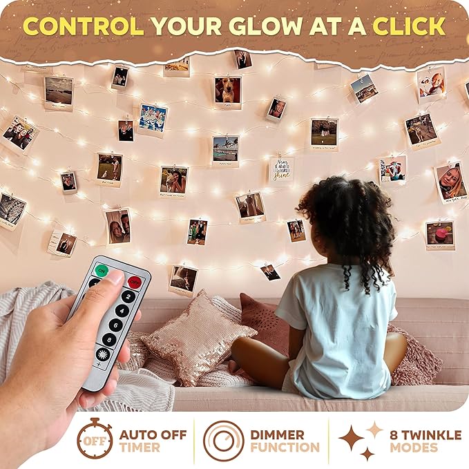 Mind-Glowing Photo Clips String Light - Dreamy Fairy Lights with Clips - Stocking Stuffers for Teen Girls 2025 - Trendy Stuff Room Decor - Christmas Gift for Any Year Old Tween Girl (100 LED, 33 ft)