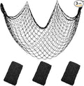 Patioland Decorative Fishing Net 80x40 Inch, 3 Pack Large Black Picture Fish Net, Wall Photo Hanging Fishnet for Nautical Mermaid Pirate Ocean Themed Hawaii Beach Under The Sea Party Decorations