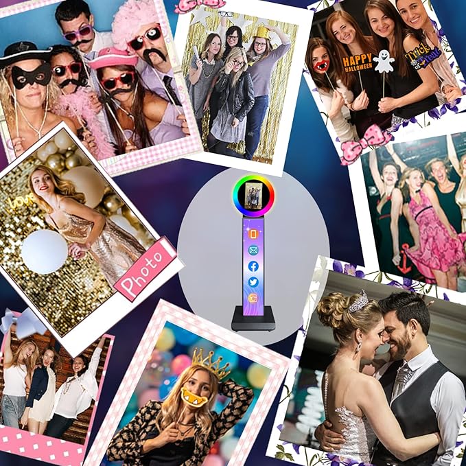 Portable Photo Booth for iPad 10.2in 10.9in 11in 12.9in, Metal Shell Selfie Station photobooth Machine,RGB Ring Light,Free Custom Logo, for Parties,Wedding,Christmas,Exhibition
