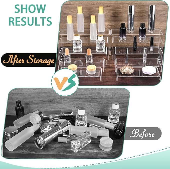10 Pcs Acrylic Display Stands, 12" Clear Rectangular Display Shelf for Showcase, Collectibles, Cupcake, Dessert