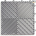 Big Floors RaceDeck Free-Flow Interlocking Garage Flooring Tiles, Non-Slip, Self-Draining, Heavy-Duty, High-Impact Copolymer, Easy Install (Alloy, 24 Pack of 12 x 12" Tiles)