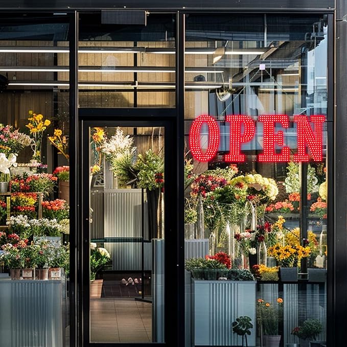 40"x14" Large LED Open Signs for Business Super Bright Unique Design Red Open Sign with Hanging Installation for Window Stores Bar Hotel Retail Shops Salon Restaurant Office