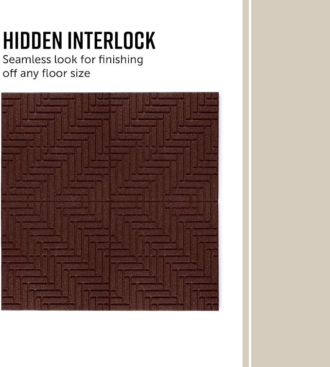 Playsafer Herringbone Rubber Interlocking Tiles | 16 X 16 | Easy Install for Indoor and Outdoor Use (Red, 20 Tiles)