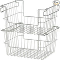 TRINITY 2-Pack Stackable Metal Wire Storage Baskets With Handles, EcoStorage Chrome, 14 Inches