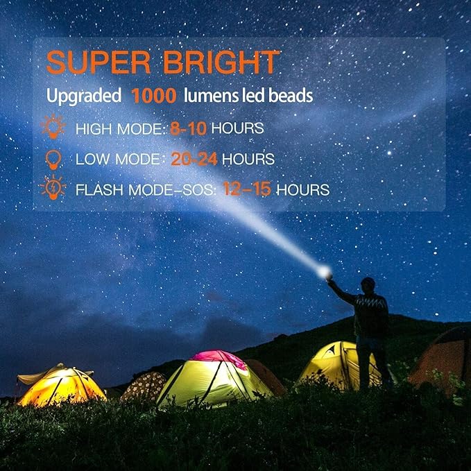 BUYSIGHT Rechargeable Spotlight,1000000 Lumens Spot Lights Hand held High lumens Large Flashlight Handheld Spotlight Lightweight and Super Bright Flashlight (Aluminium_Alloy Golden)