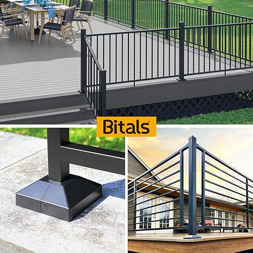 1.0"x1.0"（Actual: 1.0"x1.0"） Deck Post Base Cover Decorative Post Base Trim Skirt Black Aluminum 2Pack