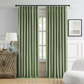 Sage Green Pinch Pleated Blackout Curtains 50 x 95 Inches Long, Back Tab Drapes for Living Room Bedroom Thermal Insulated Full Blackout Draperies with Hooks