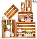 BOBOKA Set of 6 Decorative Wood Crates Nesting Storage Container, 6 Size Farmhouse Decorative Wooden Storage Boxes, Rustic Wooden Crates for Storage, Display, Christmas Decorations