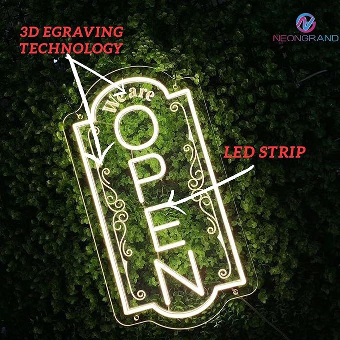 Vertical open sign Vertical Open Led Sign Neon Sign business window light vertical open signs for business (Pink SUPER LARGE SIZE 40x22")