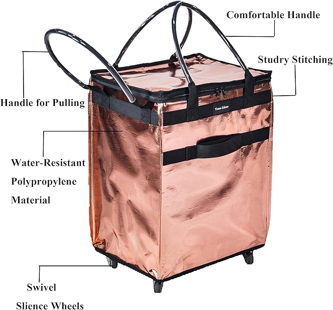 Reusable Grocery Bag On Wheels Large Capacity Shopping Trolley Foldable Rolling Tote Bag with Heavy Duty Handle for Travel
