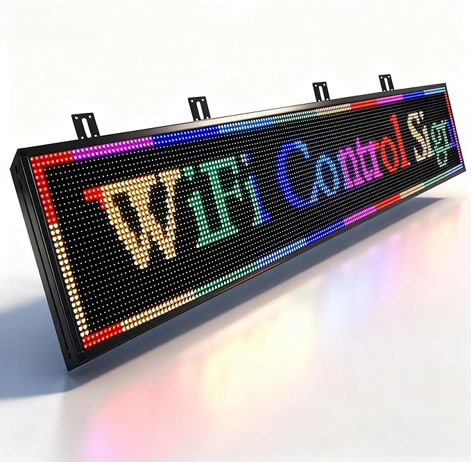 Outdoor P10 LED Scrolling Programmable Sign 77"x14", Bright High Visibility Digital Led Signage Displays, Message Signs for Business, Restaurant, Window Shop