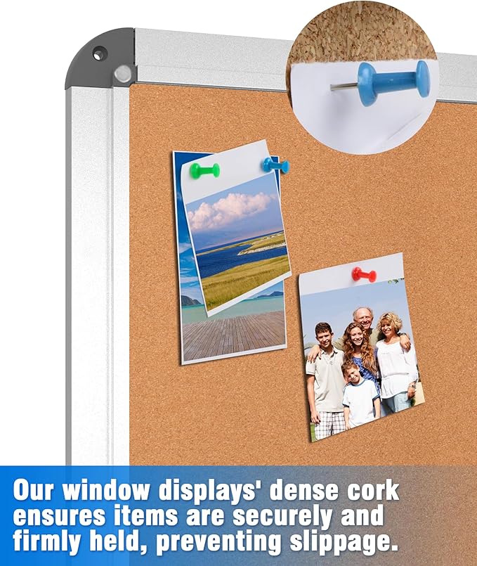 Mifuro 2 Pack 38"x28" Enclosed Bulletin Board, Lockable Weather-Resistant Aluminum Cork Noticeboard for School & Office, Silver Frame w/Cork