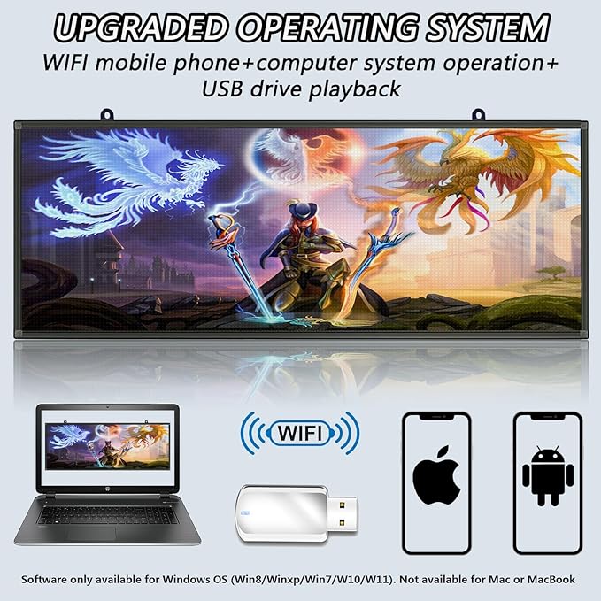 P5 Led Scrolling Signs,Wifi & USB Programmable Advertising Display Board, Customizable Texts/Time/Images/Videos Neon Lights Indoor, Wall Display Message Board for Business
