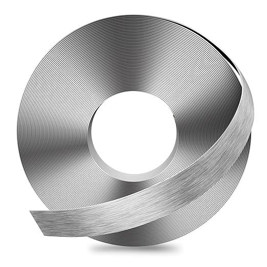 GSCIT Club Grey Silver Edge Banding, 1 Inch x 100ft Aluminum Brushed Edge Banding PVC Edge Trim for Cabinet Repair Furniture