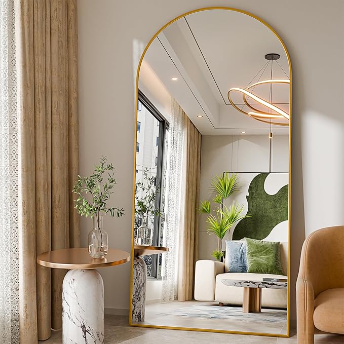 76"x34"Floor Mirror Full Length,Arched Full Length Mirror with Stand,Full Body Mirror,Hanging or Large Leaning for Bedroom Living Room Gold