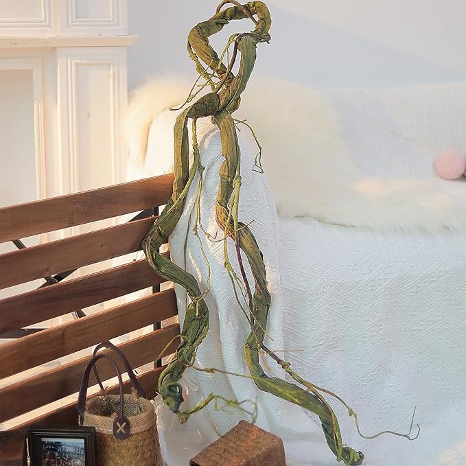 118inch Large Bendable Artificial Wall Hanging Grape Vines Craft Cherry Blossom Greenery Plants Thick Tree Trunk Creeper Wire Branches Twigs Garland For Reptile Climbing Halloween Garden Decoration