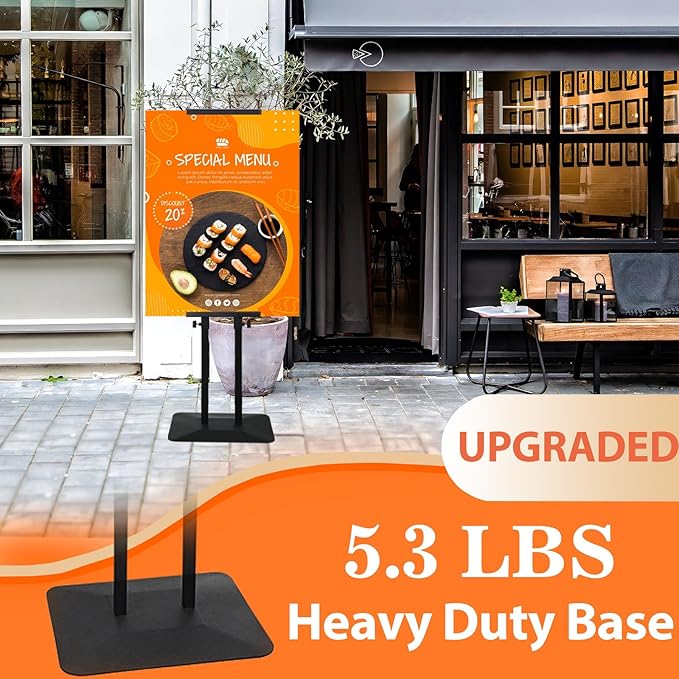 Poster Stand Heavy Duty - Double-Sided Pedestal Poster Stands for Display, Adjustable Metal Poster Board Stand Height Up to 80", Outdoor Floor Standing Sign Holder for Banner Foam, 1 Pack