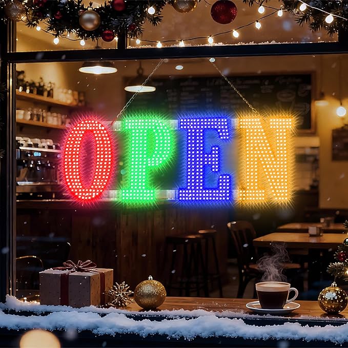 40'' x 14" Large Open Signs for Buisness, Remote Control and Adjustment Brightness & Speed - 14 Mode, LED Open Closed Sign for Bar Store Restaurant Office Hotel Salon Red&Green&Blue&Yellow