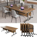 Conference Table, Modern Folding Meeting Tables with Flip Top, Mobile Podcast Table with Four Locking Wheels, Large Training Table for Meeting Room, Office, Classroom (4, A, 47.2in)