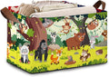 Animals Storage Basket Large 17x11.5x10.5 Inches - Collapsible Fabric Organizer Bin with Handles for Nursery,Kids Room,Toys - Foldable Decorative Hamper with Jungle Animal Pattern - Single Pack