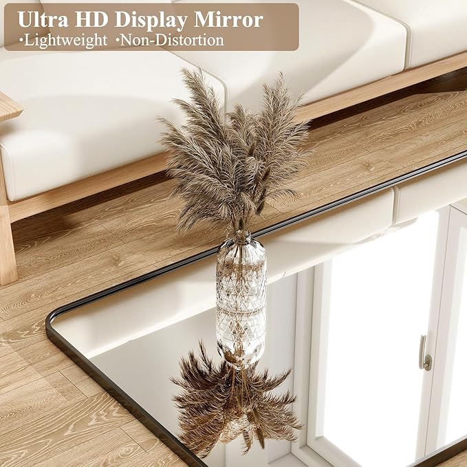 HARRITPURE 71"x32" Large Full Length Mirror - Rectangular Black Aluminum Frame Floor Mirror with Stand for Bedroom, Living Room, Cloakroom, Full Body Reflection