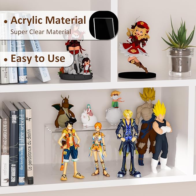 Acrylic Shelf Riser 12x5.9x6 pack of 2, Large Acrylic Risers for Desserts, Cupcake, Toys, Collectibles, Merchandises, 12x5.9x6 Inch
