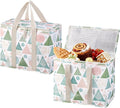 VENO 2 Pack Cooler Bag, Insulated Grocery Bags for Food Delivery, Collapsible Cooler, Reusable Shopping Bags for Groceries, Hard Bottom, Zippered, Foldable, Christmas Pattern (Pastel Forest, 2 Pack)