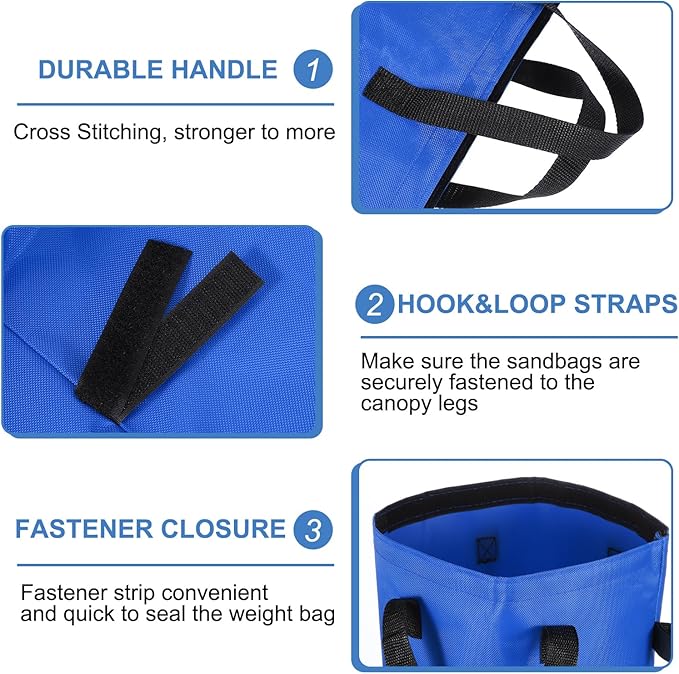 PATIKIL Canopy Weight Sand Bags, 4 Pack 150 Lbs Total Extra Large Weights Bags Waterproof Tent Leg Weights Sandbags for Outdoor Canopy Tent Sun Shelter Patio Ladder Blue (21x9")