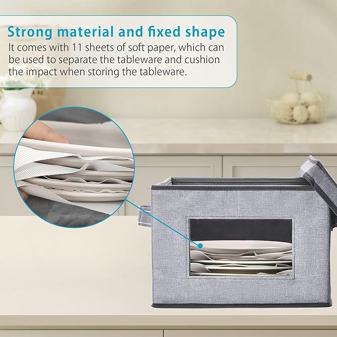 VENO 4 Size China Storage Containers for Dishes Plate Hard Shell, Christmas Holiday Ornament Storage Organizer, Moving Box for Packing Dinnerware Glasswear (4 Sizes Bundle, Holds 48 Plates)