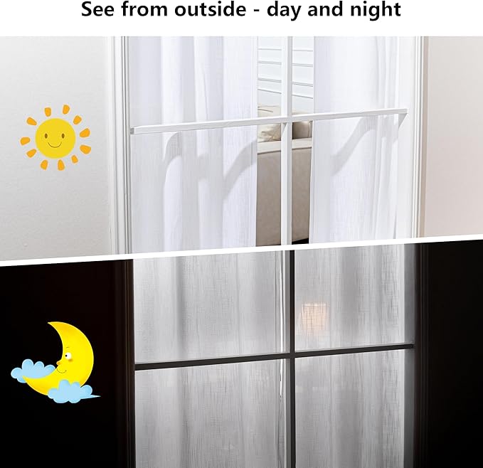MYSKY HOME White Curtains 96 Inches Long Semi Sheer Drapes Light Filtering for Sliding Glass Door Window Treatments Pinch Pleated Soft Cotton Blend Panels Linen Look Farmhouse Style, 40" x 96", 2 PCS