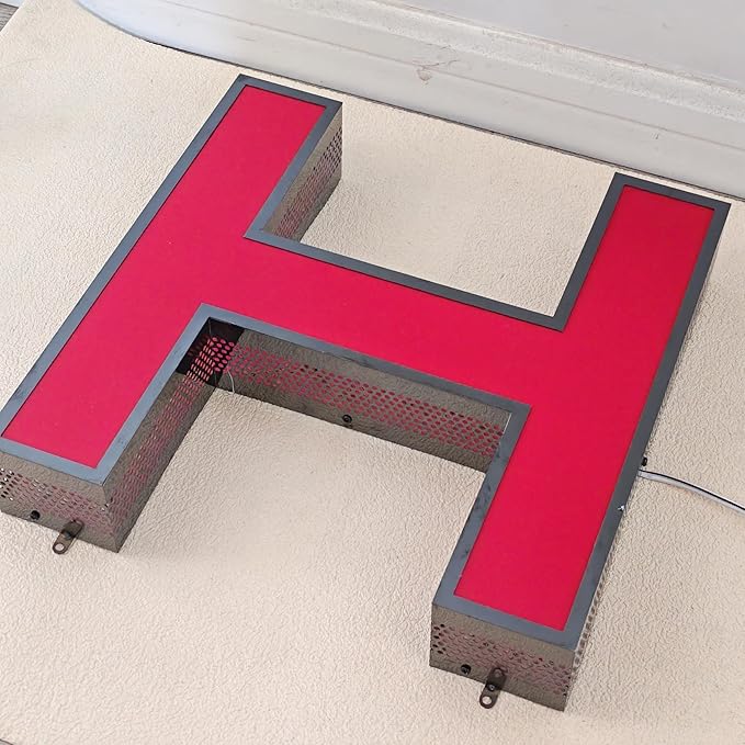 Outdoor Large Lighted Letter 10 to 20 Inch Tall Channel Letters Stainless Steel Lighted Business Signs for Storefront Branding Signage (20 letters)