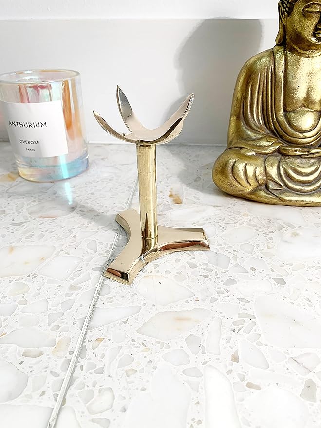 Modern Brass Pedestal Claw Crystal Display Stand | Spheres Minerals Specimen