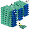 Hushee 6 Pack Large Microfiber Tube Mop Heads 18 oz Heavy Duty Commercial Industrial Wet Mop Head Refill Reusable Machine Washable Looped End Mopheads for Hardwood, Tile, Laminate Floors, Green