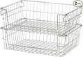 TRINITY 2-Pack Stackable Metal Wire Storage Baskets With Handles, EcoStorage Chrome, 19 Inches