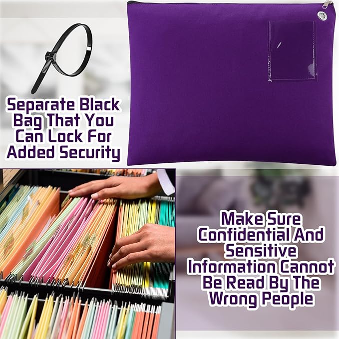 2 Pcs Interoffice Mailer Canvas Transit Sack Zipper Bag 18" x 14" Large Zipper Pouch with Grommet Interoffice Mail Bag (Purple)