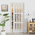 37-48 x 80in Accordion Doors Interior Folding Door, White PVC Accordion Door with 3 Frosted Acrylic Glass with Upgraded Roller & Handle & Complete Hardware, for Closet Bathroom Doorways
