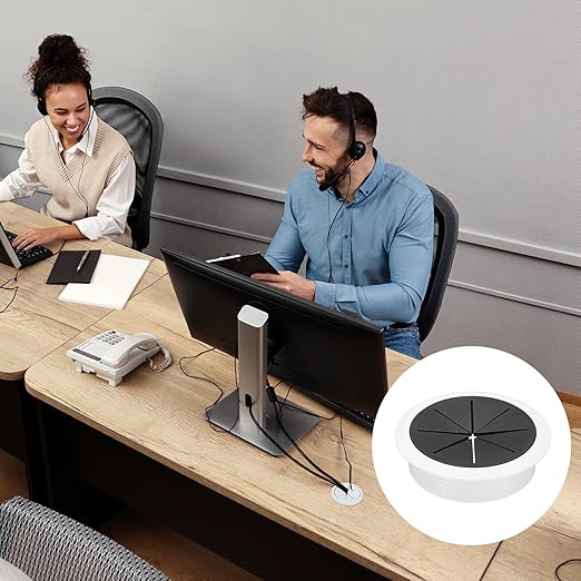 uxcell 4 Pcs Desk Grommet, 3.15 inch 80mm Desk Cable Hole Cover Wire Hole Insert for Home Office Table Cabinet Cord Organizer, Black/White