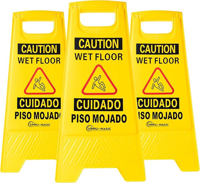 Simpli-Magic 79192 Wet Floor Caution Signs, Basic, Yellow, 3 Pack