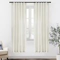 XTMYI 78 Inch Long Linen Sheer Curtains,2 Panels Set Back Tab Pleated Boho Light Filtering Semi Sheer Curtains for Sliding Glass Door,Cream Ivory,40x78 in Length