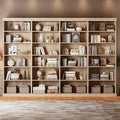 Vyre 70.8" Tall Brown Bookshelf, Farmhouse Modular Bookcase with 6-Tier Adjustable Shelves, Large Storage Cabinet for Home Office, Living Room, Set of 4