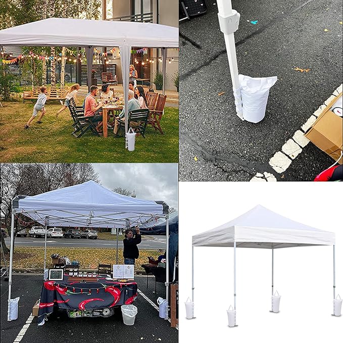 Extra Large Canopy Weights Bag Leg Weight for Pop up Canopy Tent Gazebo Patio Instant Outdoor Sun Shelter,120LBS Tent Weight Sand Bags (4Set White)