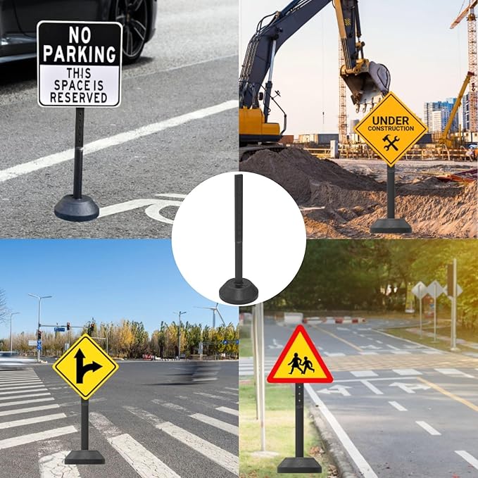 6 Pack Portable Sign Pole, 41" Tall Sign Holder Stand with Water-Fillable Base, Easy Sign Replacement, Indoor Outdoor Display Stand (Signs Not Included)